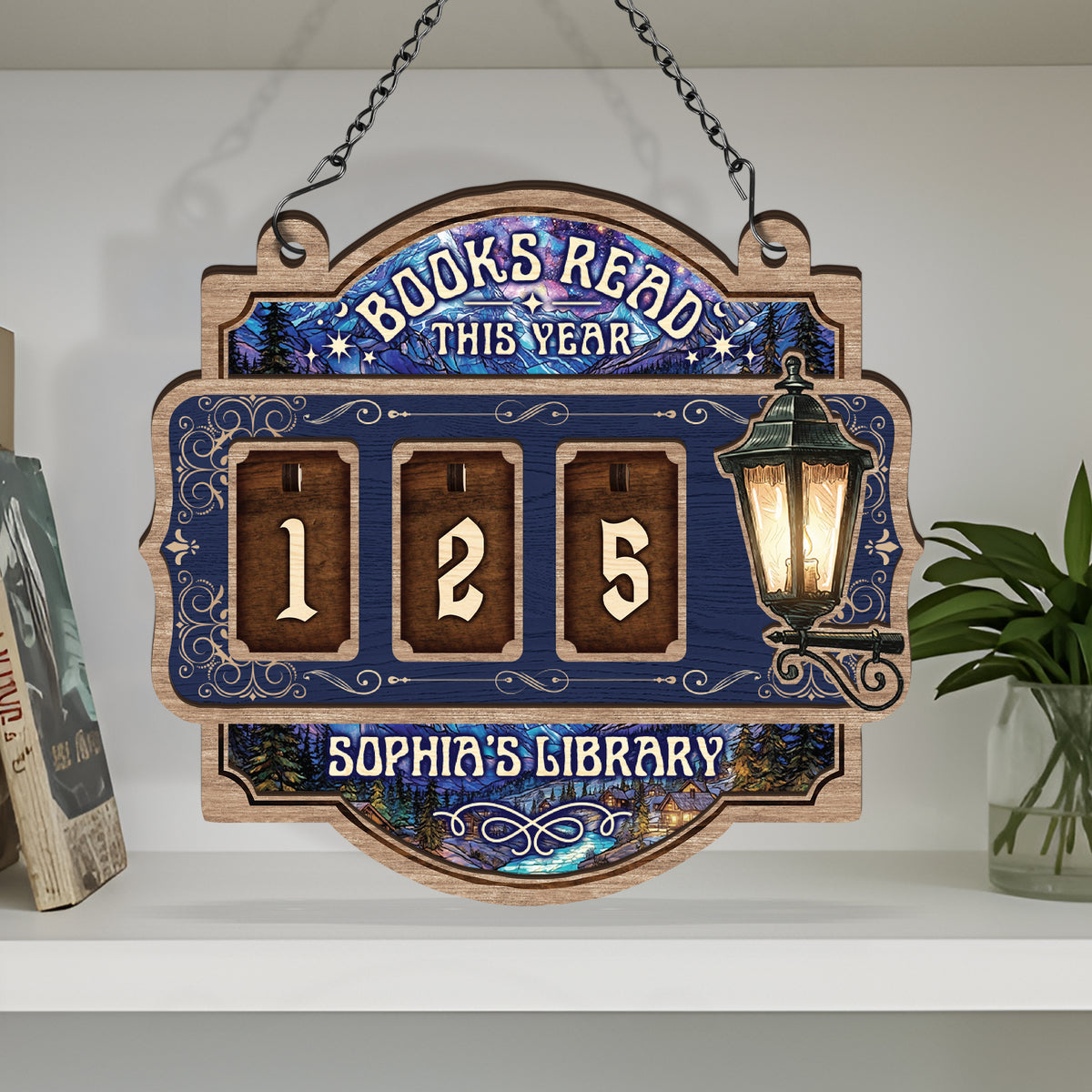 Personalized Books Read This Year Sign Custom Wooden Book Tracker Hanging Reading Decor