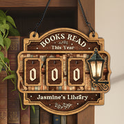 Personalized Books Read This Year Sign Custom Wooden Bookshelf Book Tracker Gift