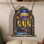 Personalized Books Read This Year Sign Custom Magical Castle Stained Glass Book Tracker