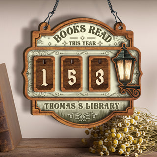 Custom Book Tracker Sign Personalized Books Read This Year Rustic Wooden Hanging Decor