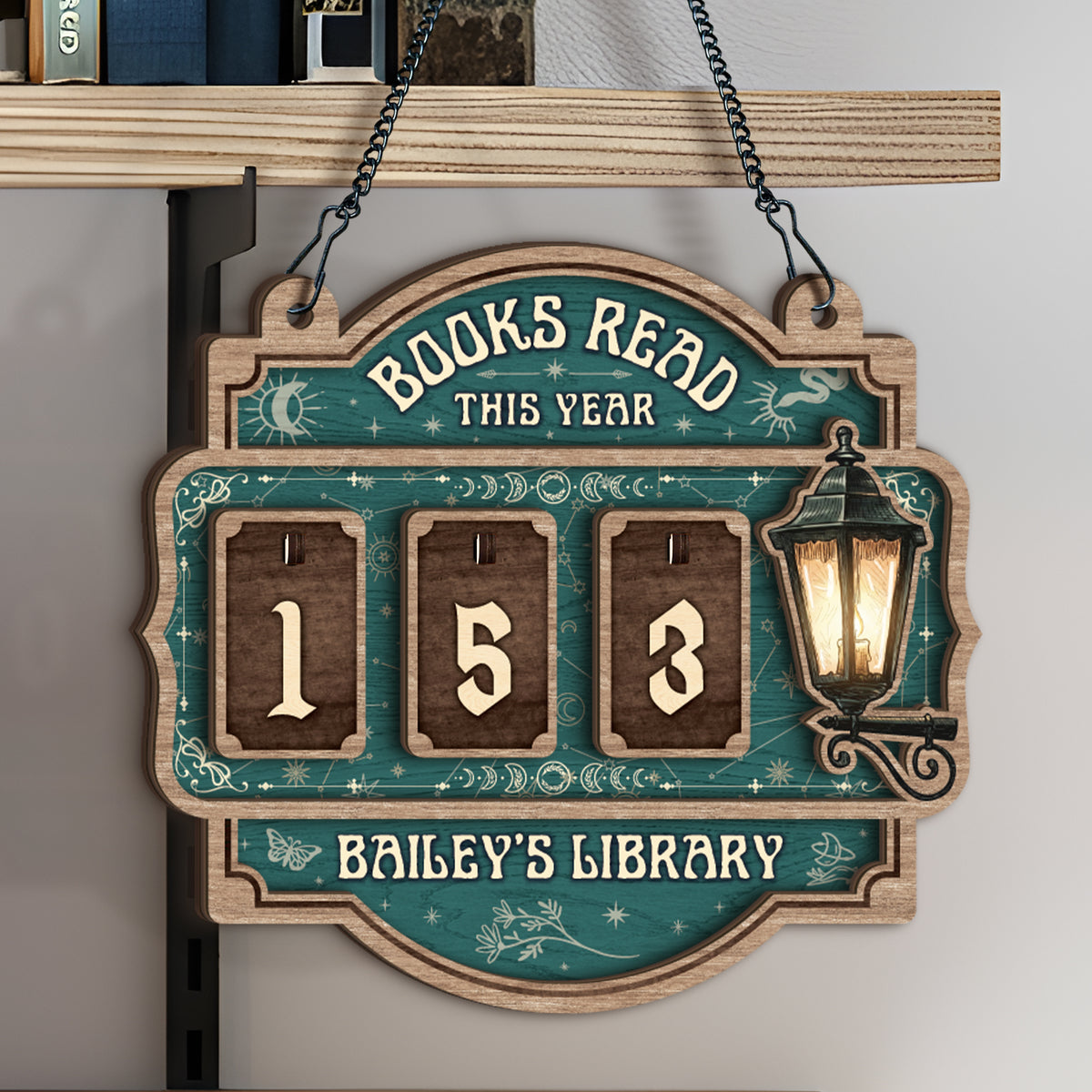 Custom Book Tracker Sign Personalized Celestial Witchy Books Read This Year Decor