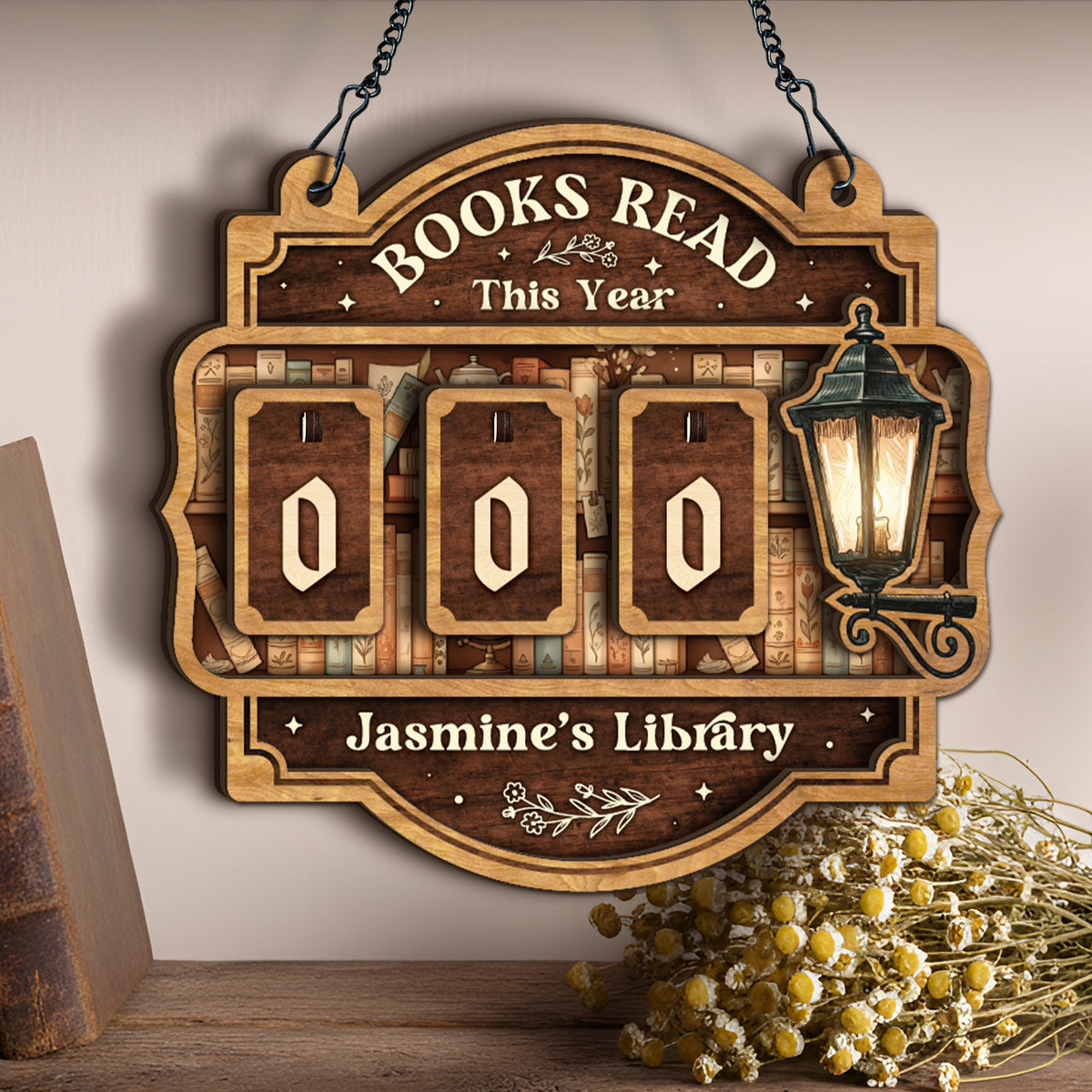 Personalized Books Read This Year Sign Custom Wooden Bookshelf Book Tracker Gift