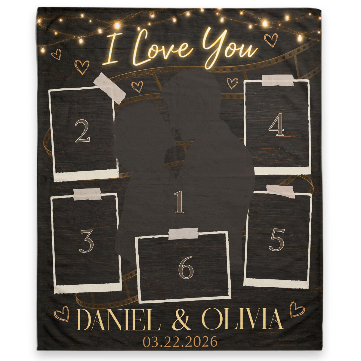 Custom Photo Blanket Couple Personalized Anniversary Gift Film Strip Collage Throw Blanket