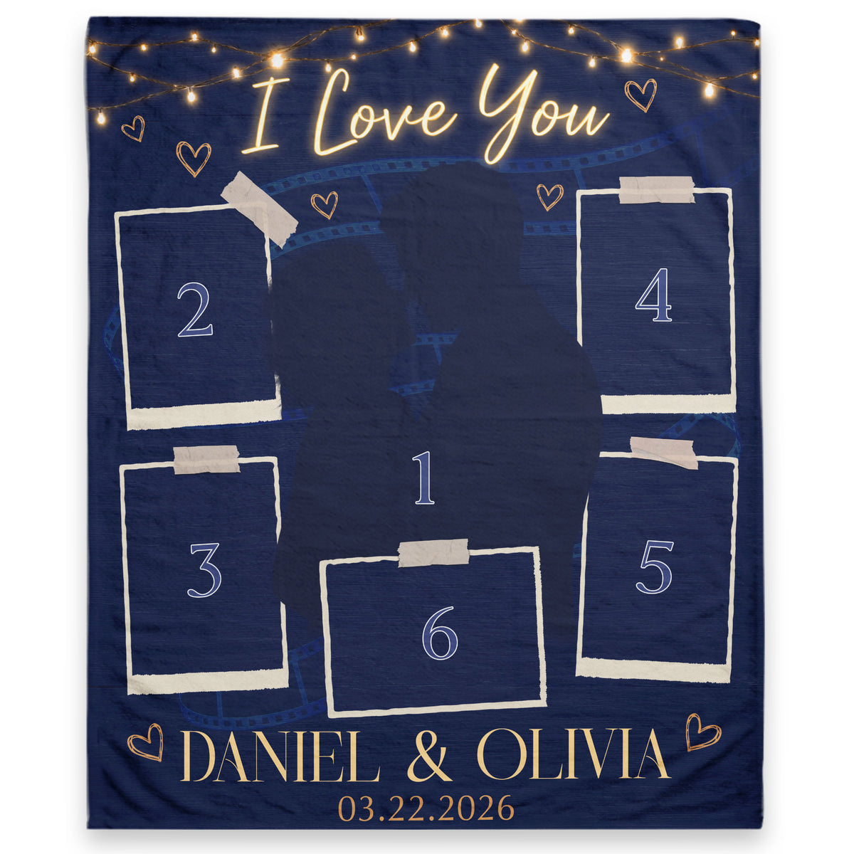 Custom Photo Blanket Couple Personalized Anniversary Gift Film Strip Collage Throw Blanket
