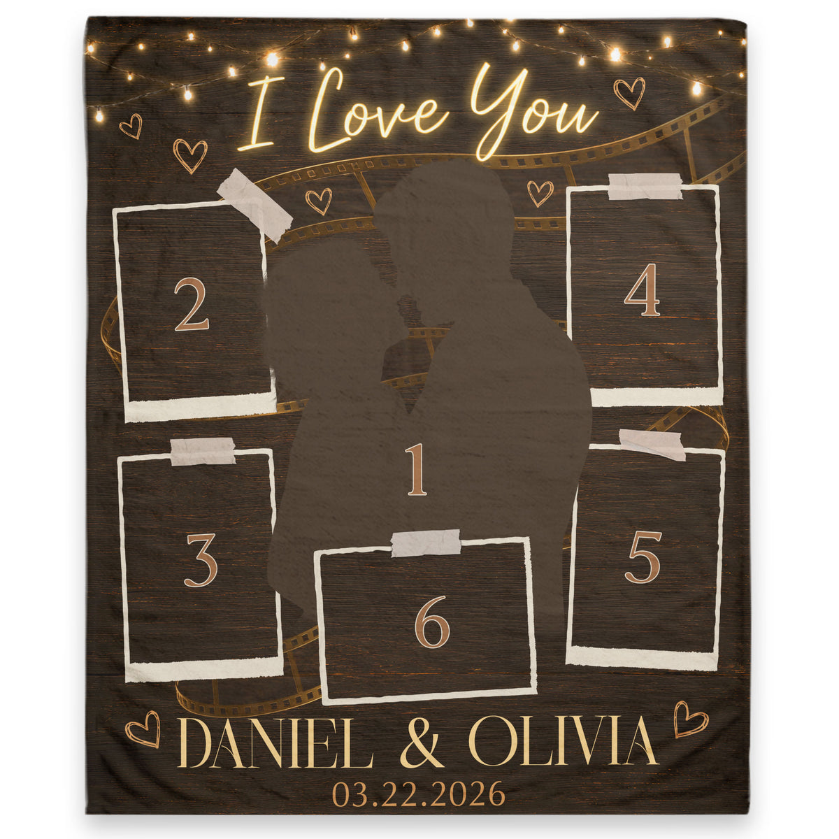 Custom Photo Blanket Couple Personalized Anniversary Gift Film Strip Collage Throw Blanket