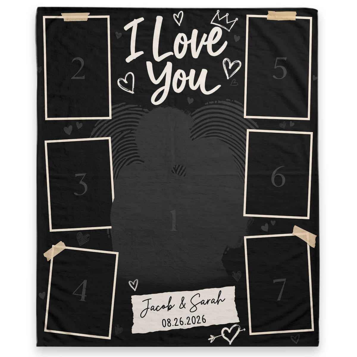 Personalized Photo Blanket for Couples Romantic I Love You Picture Collage Blanket