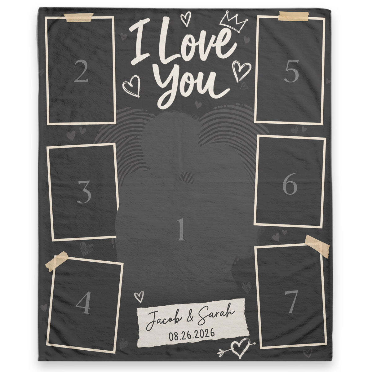 Personalized Photo Blanket for Couples Romantic I Love You Picture Collage Blanket