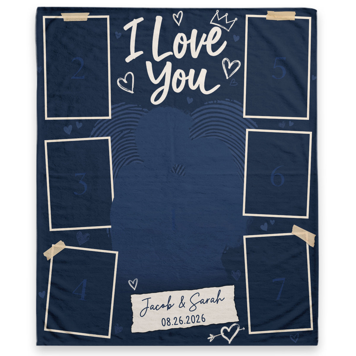 Personalized Photo Blanket for Couples Romantic I Love You Picture Collage Blanket