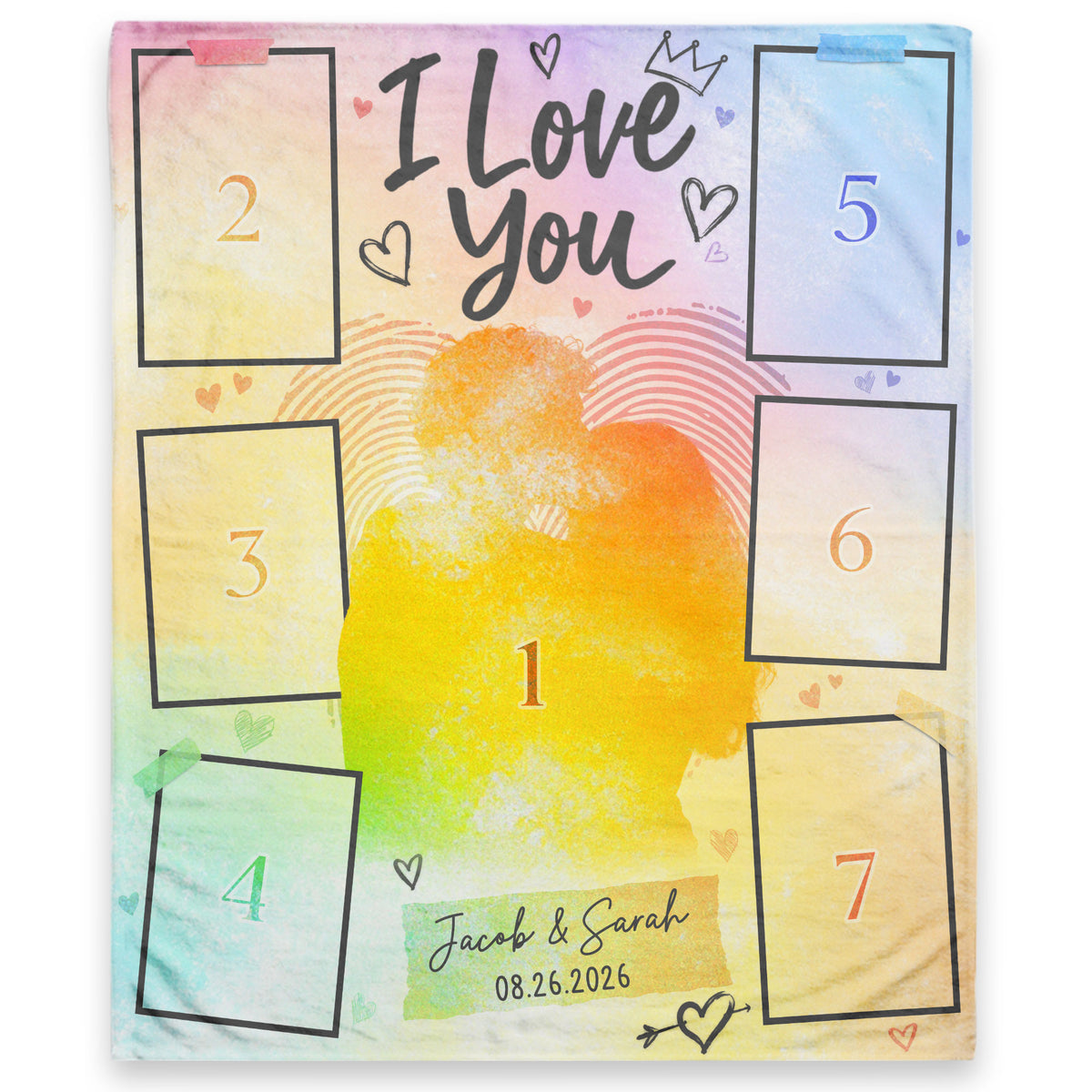 Personalized Photo Blanket for Couples Romantic I Love You Picture Collage Blanket