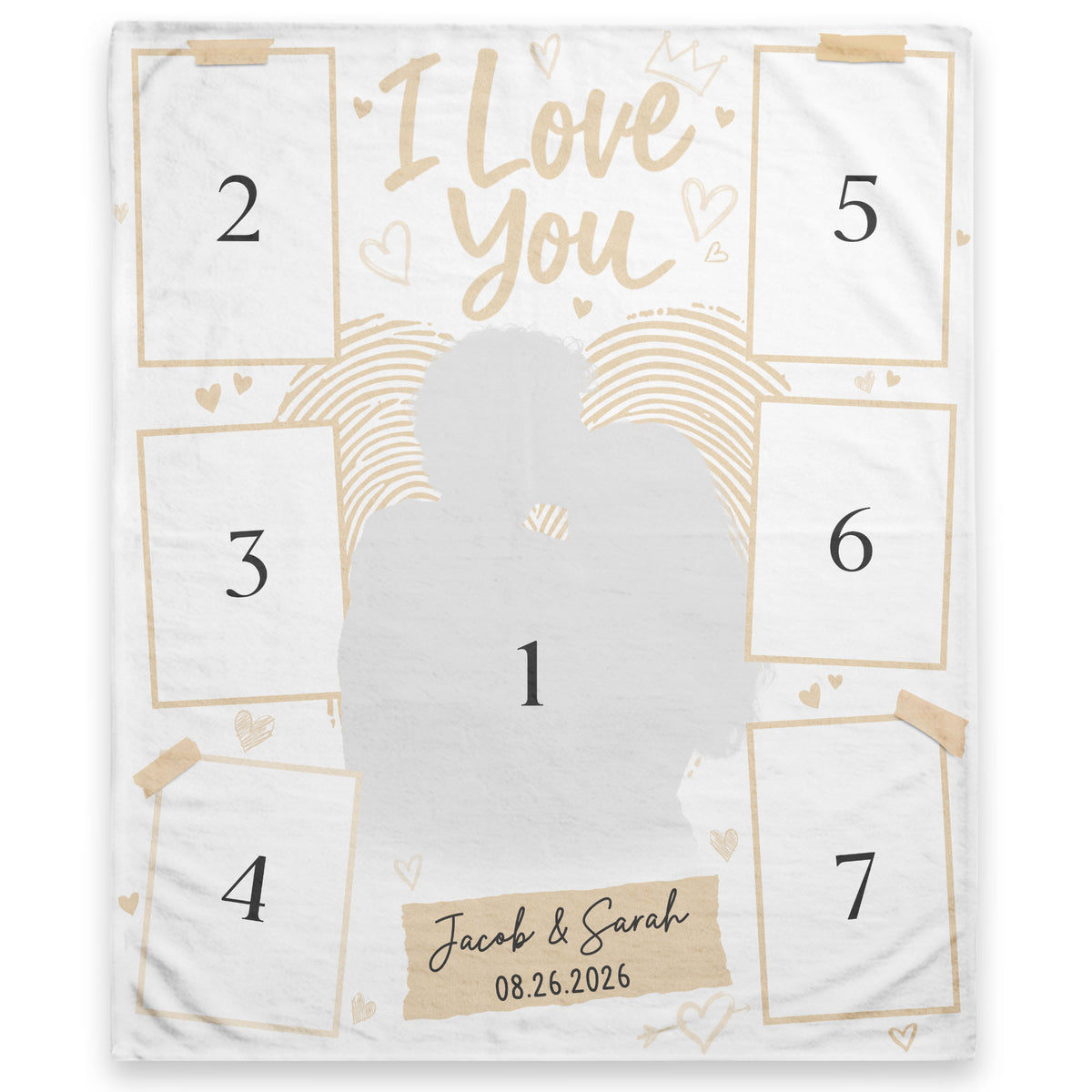 Personalized Photo Blanket for Couples Romantic I Love You Picture Collage Blanket