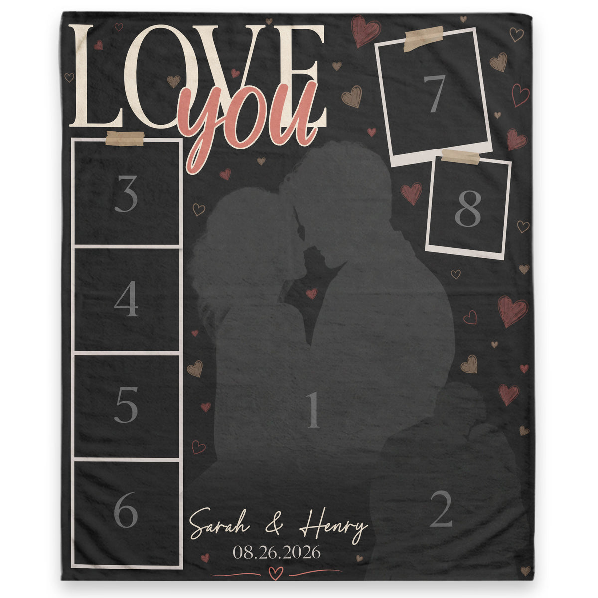 Custom Photo Blanket Couple Personalized Anniversary Gift Love You Collage Throw Blanket