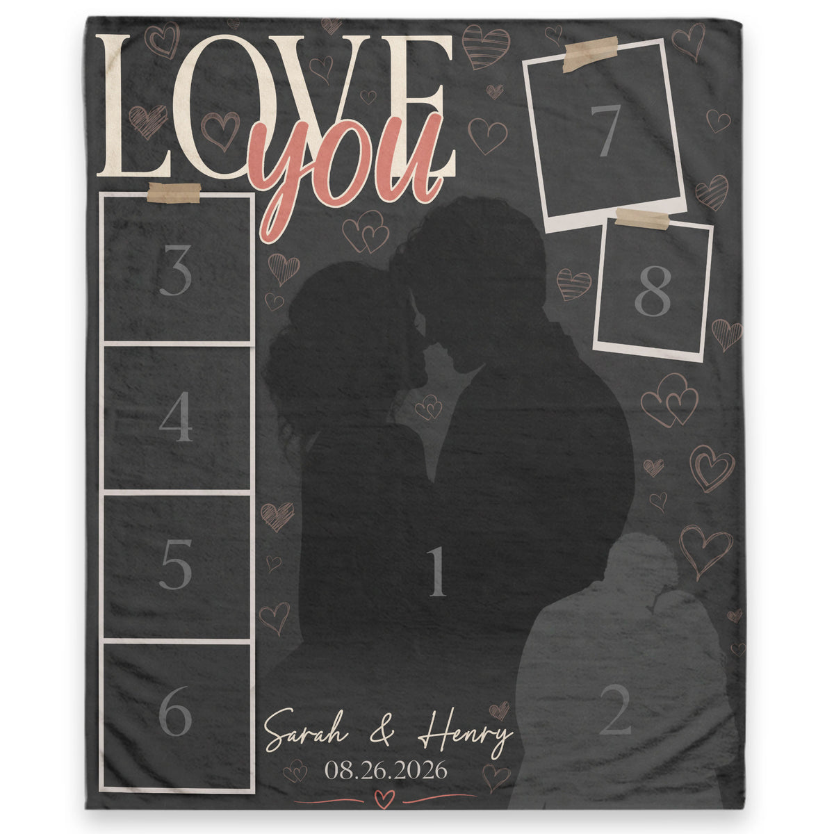 Custom Photo Blanket Couple Personalized Anniversary Gift Love You Collage Throw Blanket