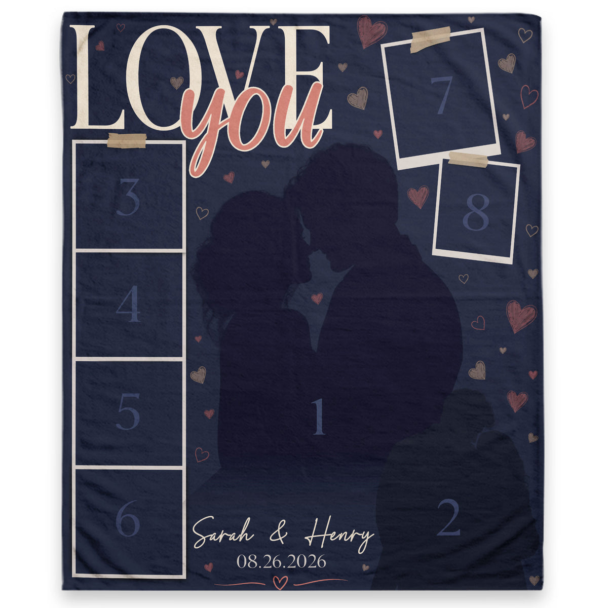 Custom Photo Blanket Couple Personalized Anniversary Gift Love You Collage Throw Blanket