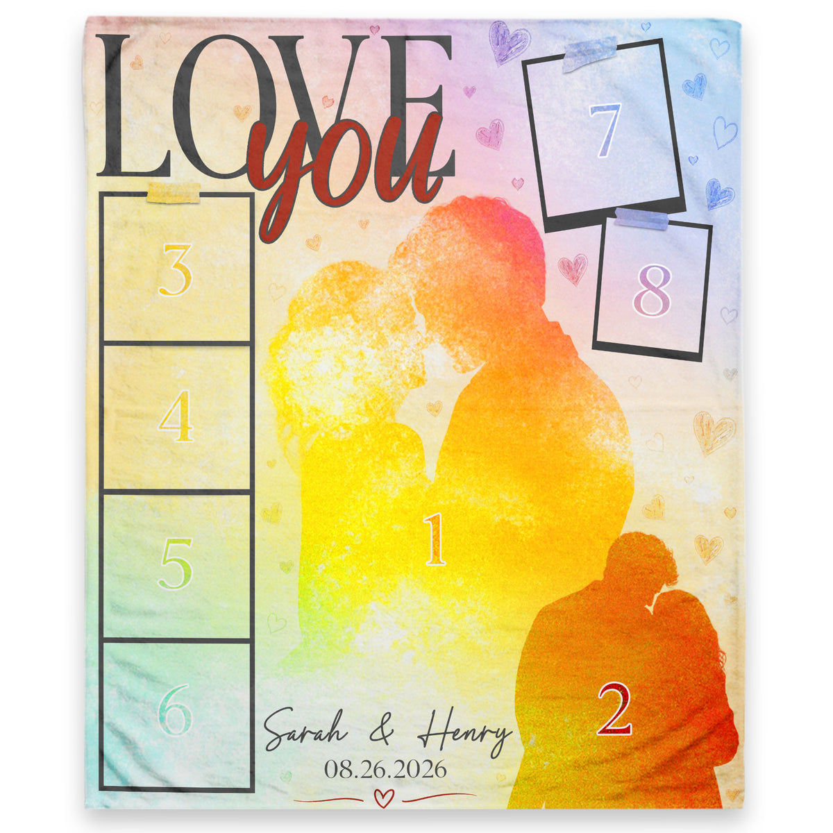 Custom Photo Blanket Couple Personalized Anniversary Gift Love You Collage Throw Blanket