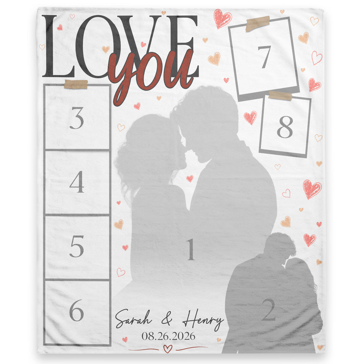 Custom Photo Blanket Couple Personalized Anniversary Gift Love You Collage Throw Blanket