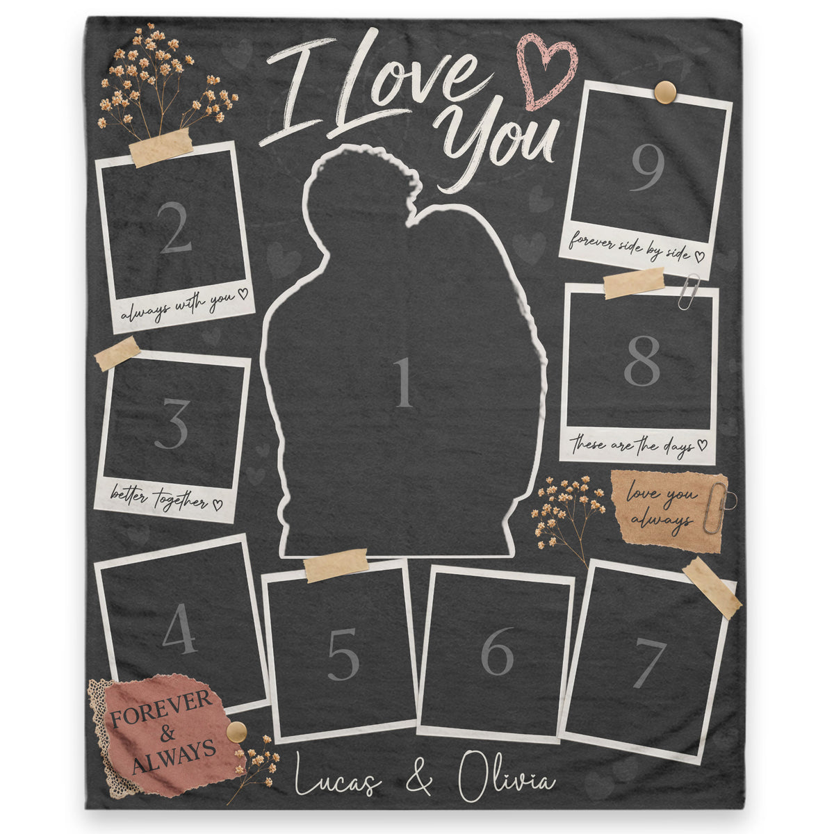 Personalized Photo Blanket for Couples Romantic I Love You Scrapbook Picture Blanket