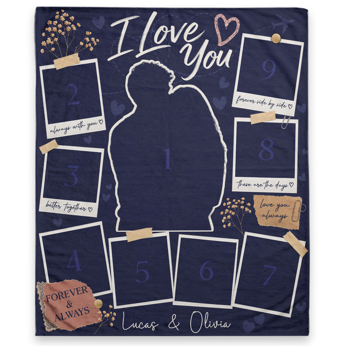 Personalized Photo Blanket for Couples Romantic I Love You Scrapbook Picture Blanket