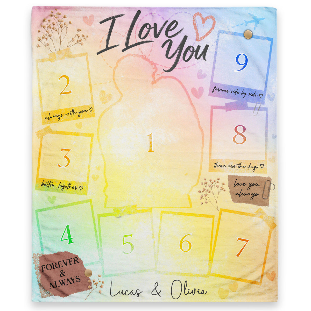 Personalized Photo Blanket for Couples Romantic I Love You Scrapbook Picture Blanket
