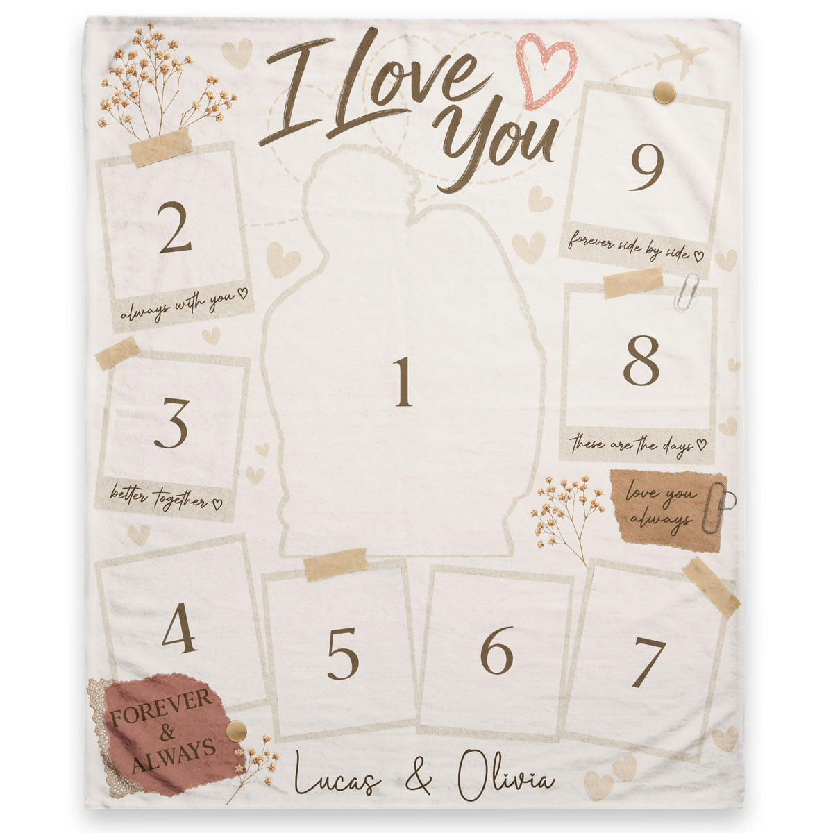 Personalized Photo Blanket for Couples Romantic I Love You Scrapbook Picture Blanket