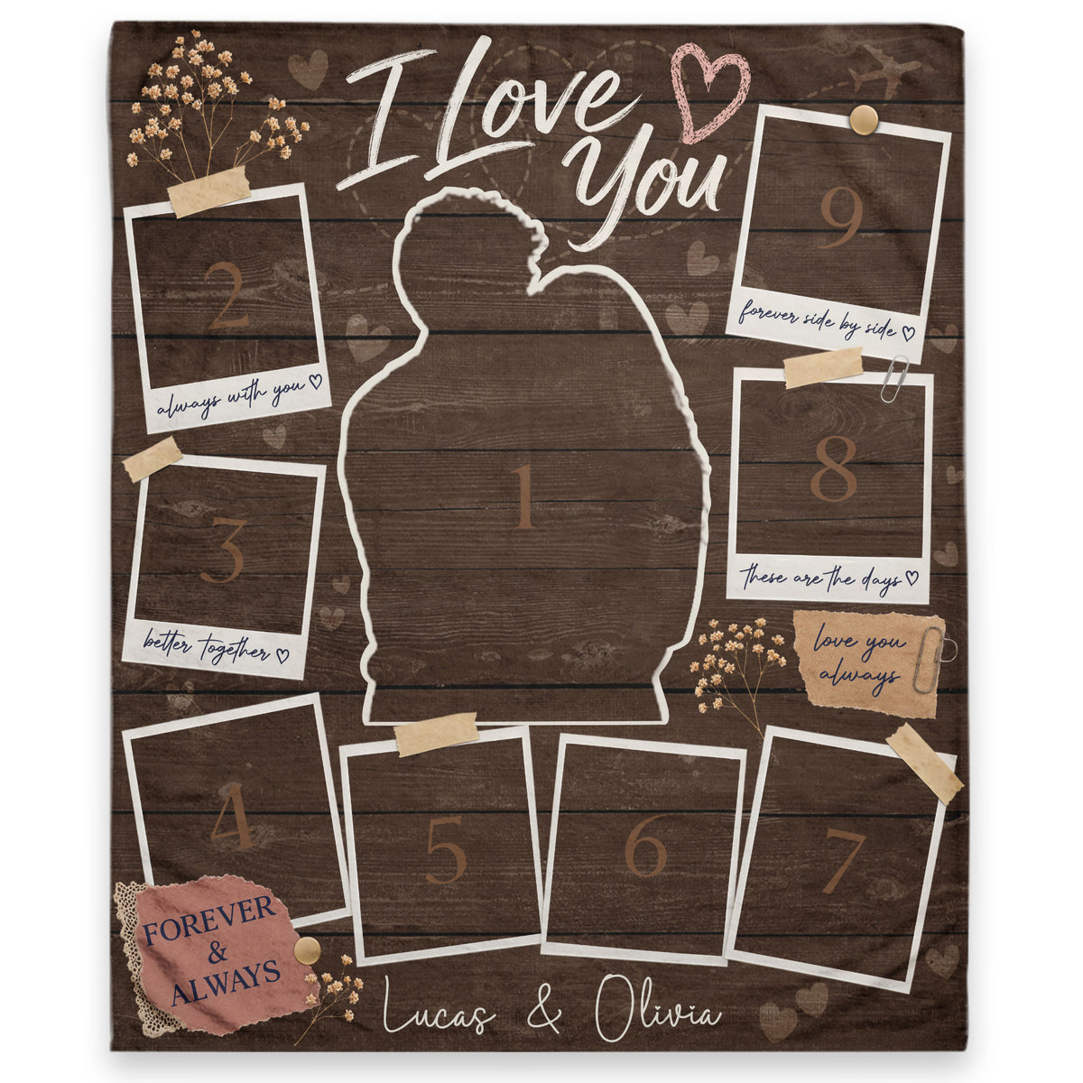 Personalized Photo Blanket for Couples Romantic I Love You Scrapbook Picture Blanket