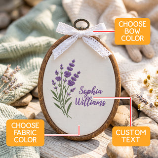 Custom Baby Name Lavender Stems Floral Branches Embroidery Hoop Art Nursery Decor Keepsake