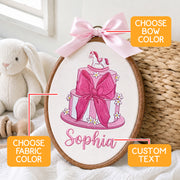 Custom Baby Name Cake Embroidery Hoop Art Nursery Wall Decor Personalized Keepsake