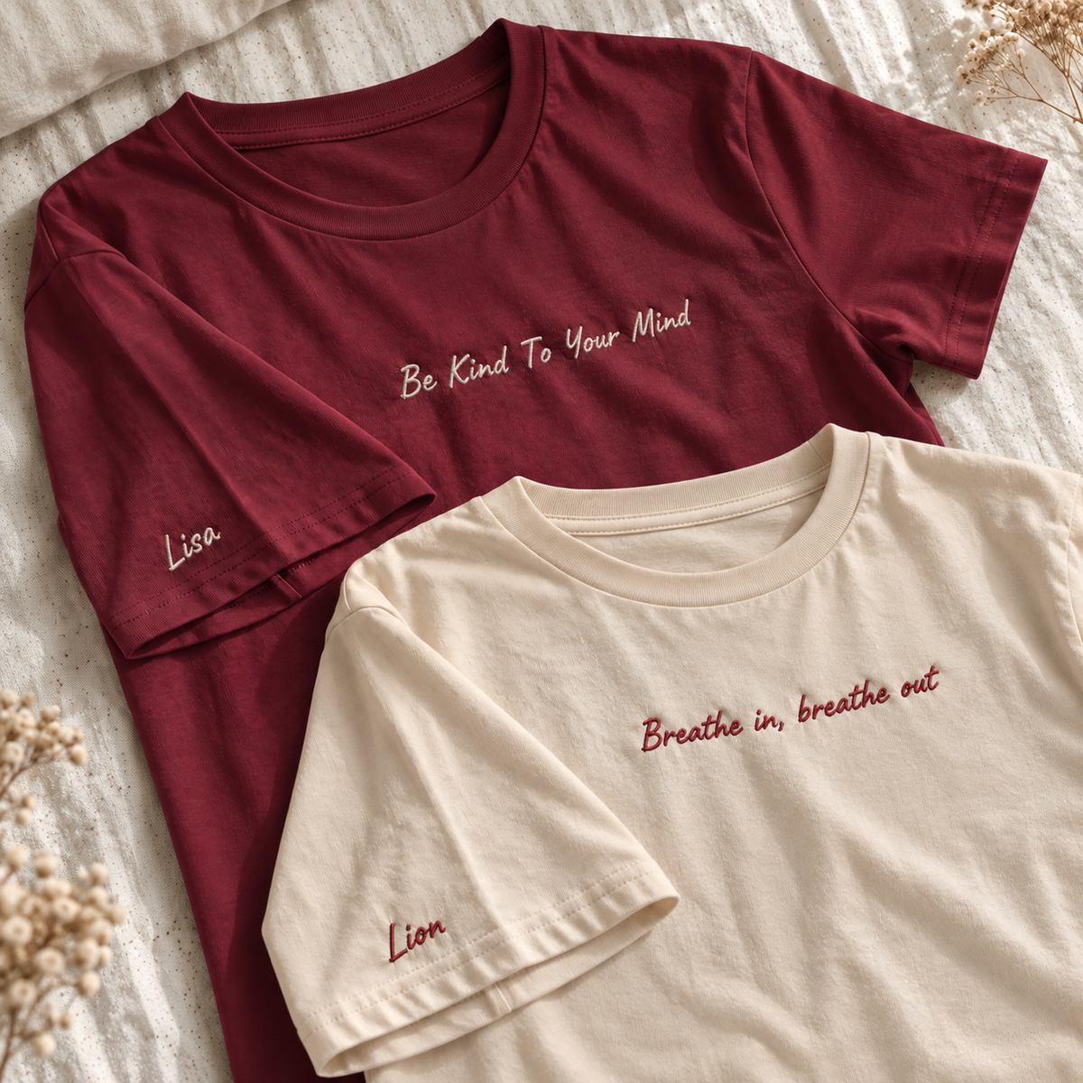 Custom Shirt Embroidered Text Logo Lettering Personal Sleeve Name Cotton Apparel