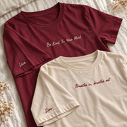 Custom Shirt Embroidered Text Logo Lettering Personal Sleeve Name Cotton Apparel