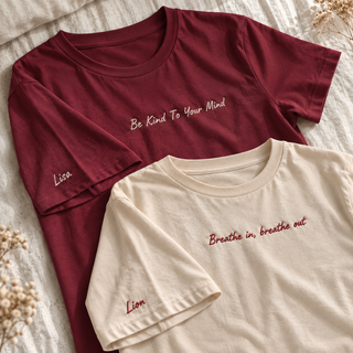 Custom Shirt Embroidered Text Logo Lettering Personal Sleeve Name Cotton Apparel