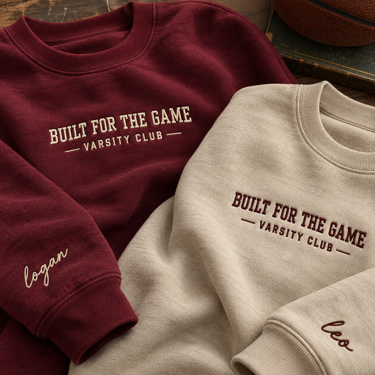 Custom Shirt Embroidered Campus Text Logo Lettering Personal Sleeve Name Apparel