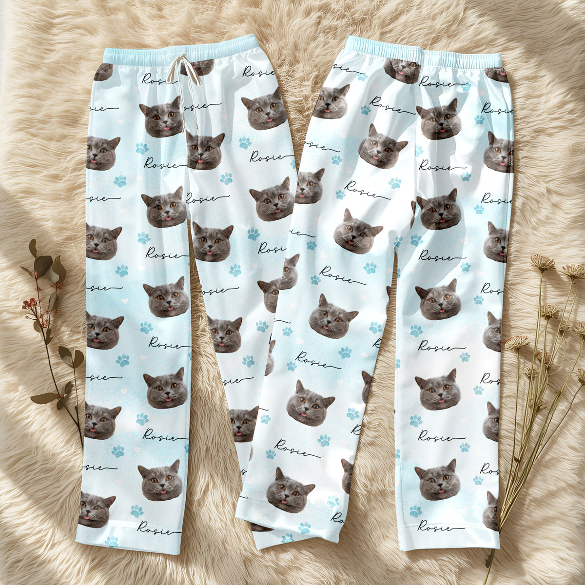 Custom Dog Face Pajamas Set Personalised Photo Name Paw Sleepwear Dog Mom Dad Gift