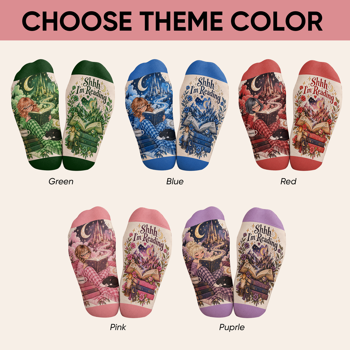 Fantasy Castle Custom Book Socks, Socks for Women and Men with Soft Comfort, Book Lovers Gifts and Christmas Gifts for Cozy Reading, Pallyprints Co.