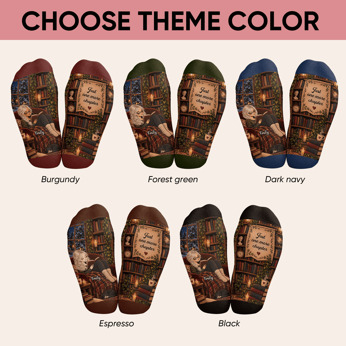 Custom Book Socks with One More Chapter, Socks for Women and Men with Style, Christmas Gifts and Book Lovers Gifts for Avid Readers, Pallyprints Co.