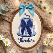 Handmade Baby Name Rocking Horse Cake Embroidery Hoop Art Custom Nursery Decor Keepsake