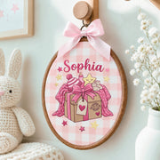 Handmade Baby Name Present Box Embroidery Hoop Art Custom Nursery Wall Decor Keepsake