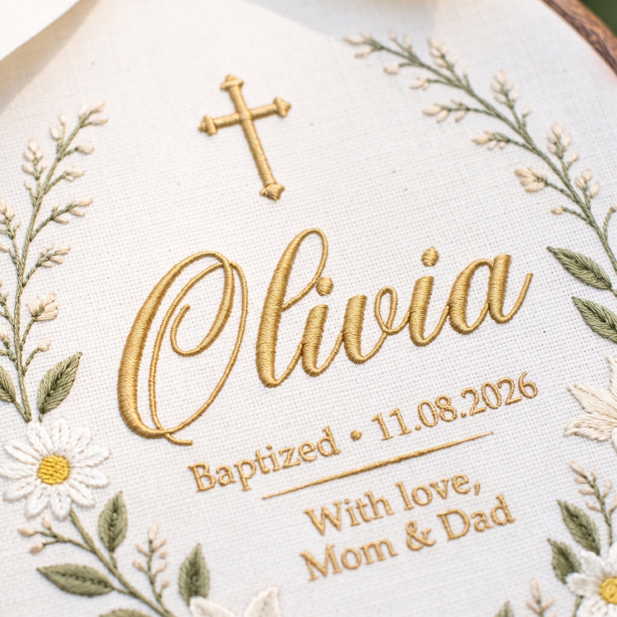 Personalized Baby Name Baptism Embroidery Hoop Art Custom Christening Wall Decor Keepsake