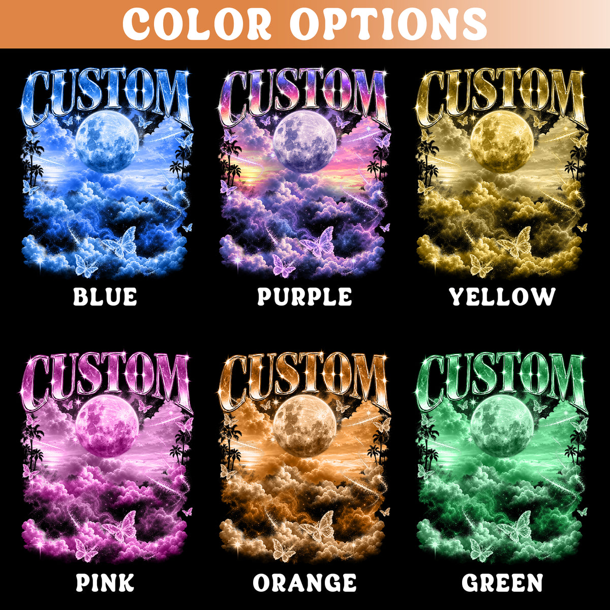Custom Galaxy Rhinestone Name Butterfly Photo Collage T Shirt Top Apparel Garment
