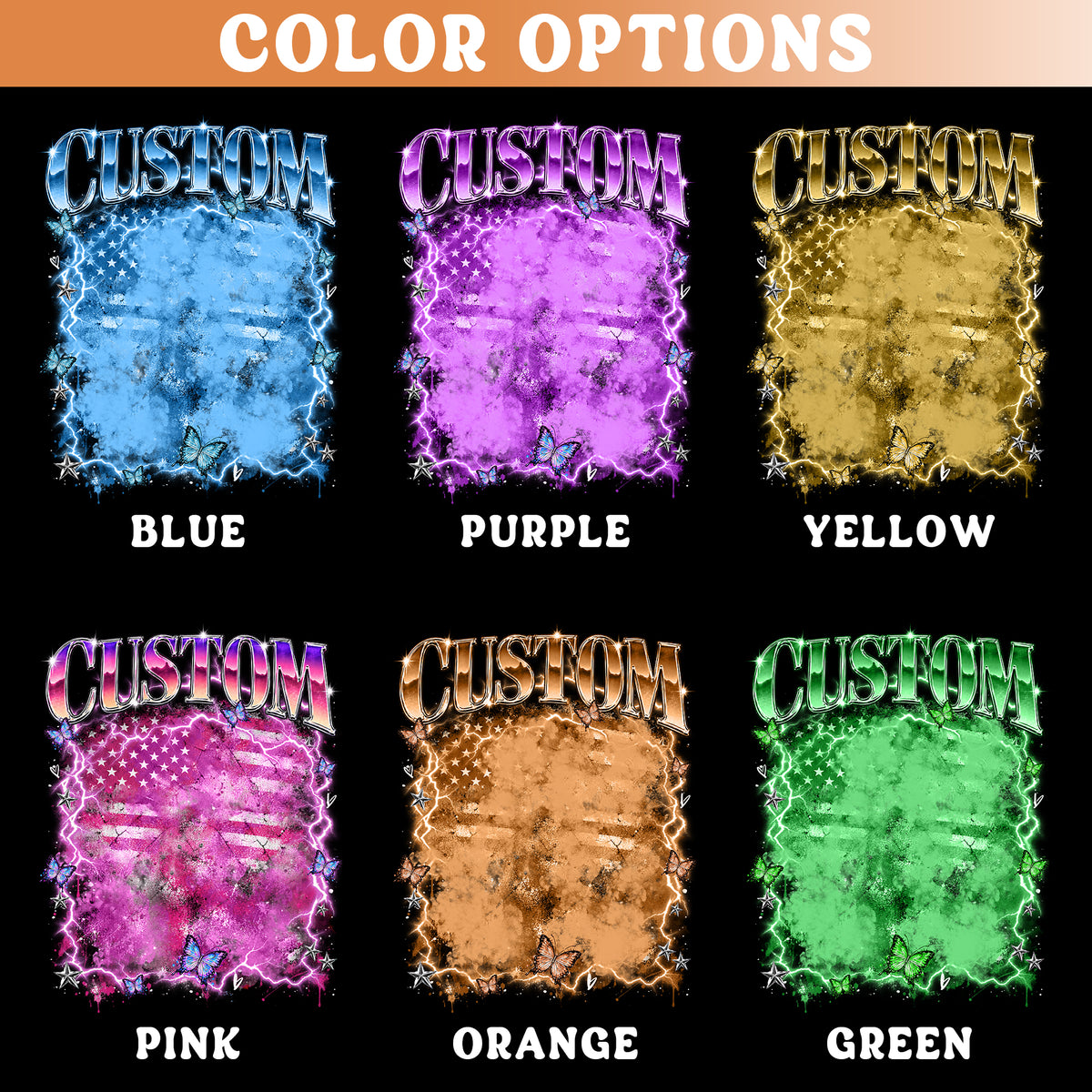 Custom Vintage Rhinestone Name Butterfly Photo Collage T Shirt Top Apparel Garment