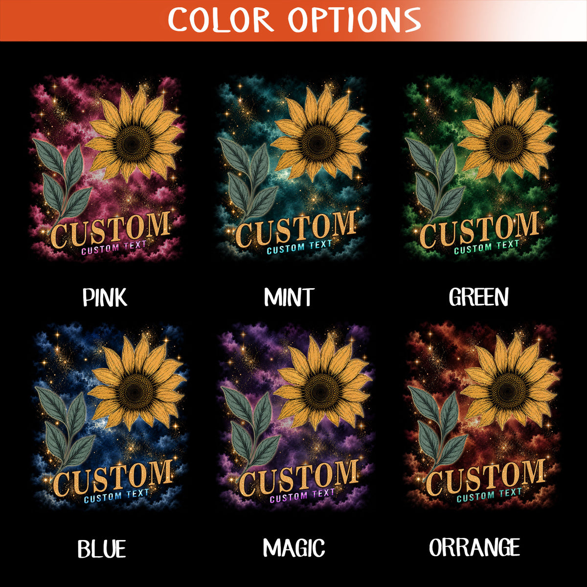 Personalized Vintage Sunflower Custom Photo Graphic Tee Shirt Retro Cotton Apparel