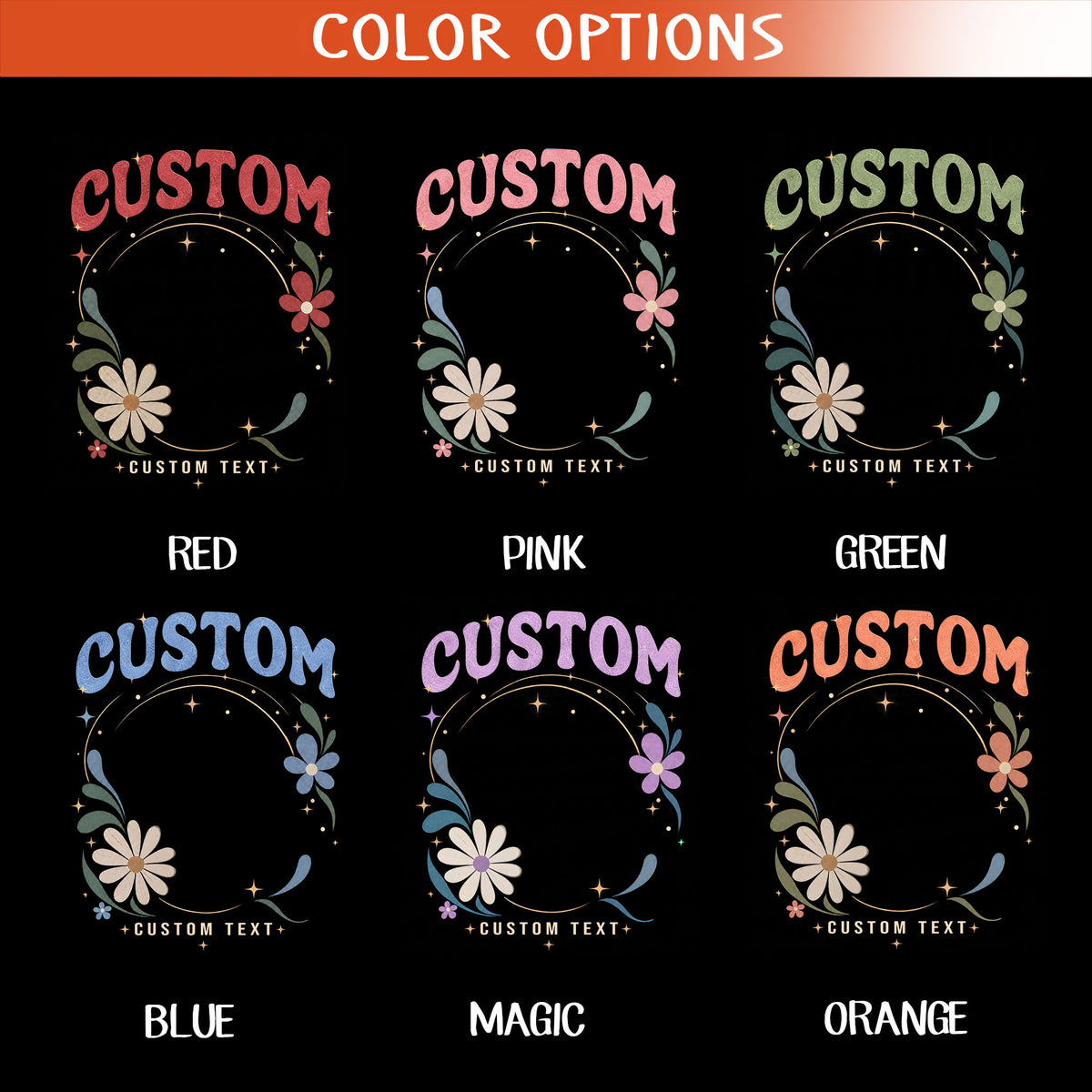 Personalized Vintage Floral Custom Photo Graphic Tee Shirt Retro Cotton Apparel
