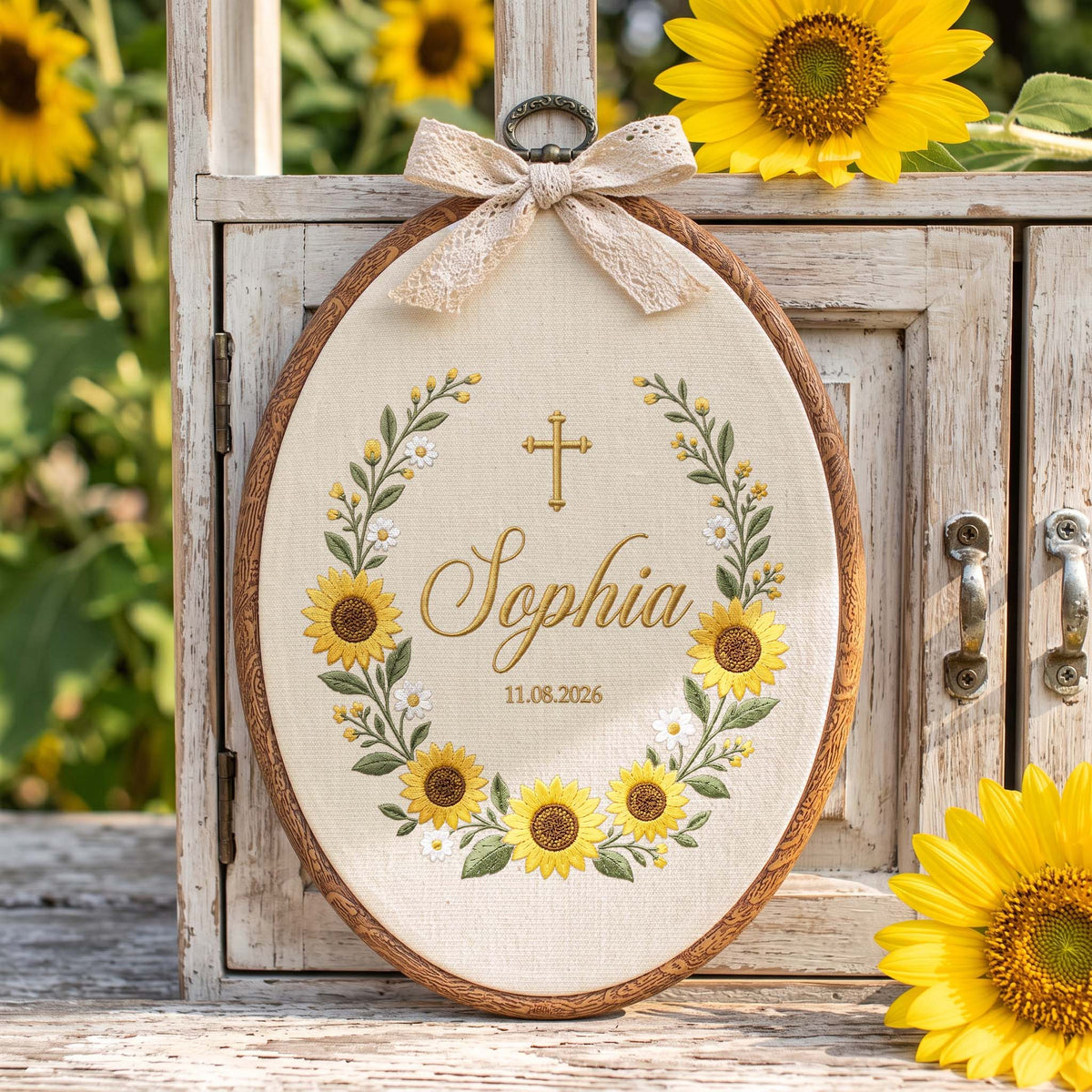 Personalized Embroidered Baby Name Hoop Custom Baptism Gift Nursery Wall Hanging