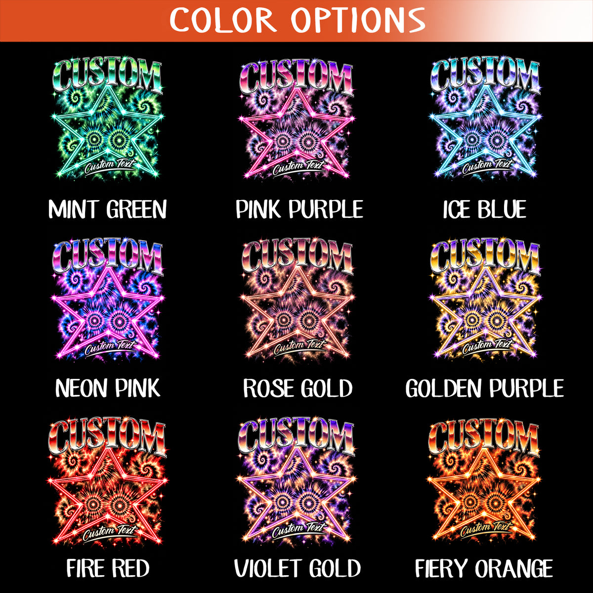 Custom Vintage Photo Collage T Shirt Unisex Neon Star Spiral Graphic Tee Clothing Top