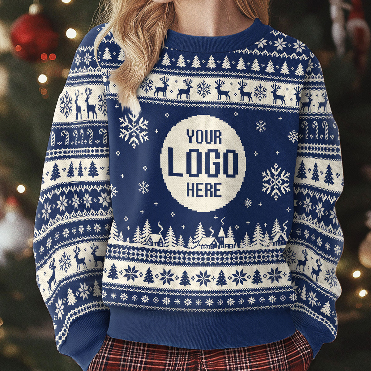 Custom Ugly Christmas Sweater with Logo Personalised Corporate Holiday Party Sweatshirt