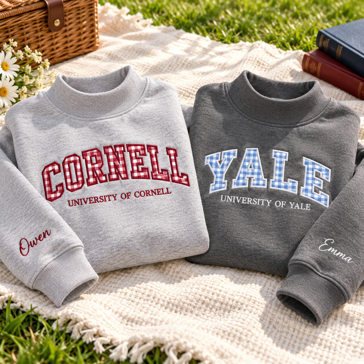 Custom University Mockneck Sweatshirt Personalised Embroidered Name School College Shirt