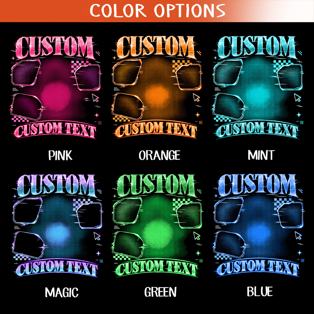 Custom Photo T-Shirt Y2K Neon Grid Aesthetic Tee Personalized Picture Name Clothing