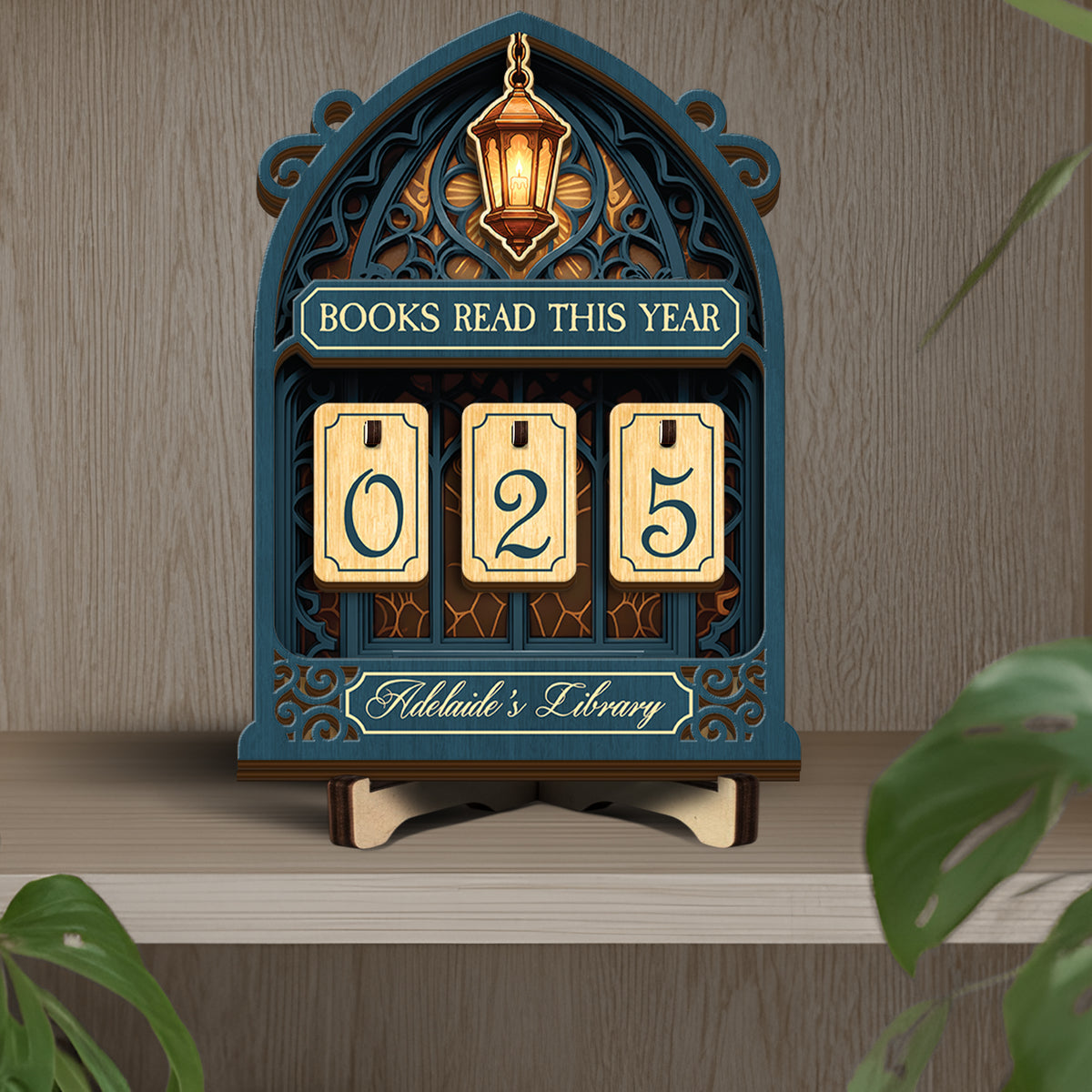 Custom Book Tracker Sign Personalized Gothic Arch Lantern Books Read This Year Decor