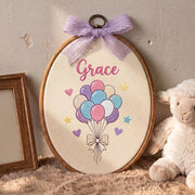 Personalized Baby Name Balloon Embroidery Hoop Art Custom Nursery Wall Decor Keepsake