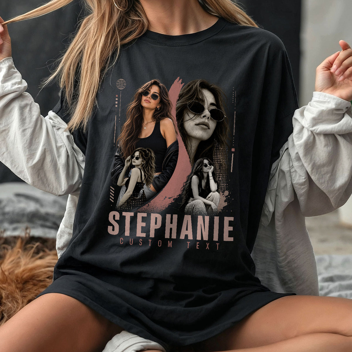 Custom Photo T-Shirt Vintage Rap Tee Style Graphic Shirt Personalized Picture Collage Tee