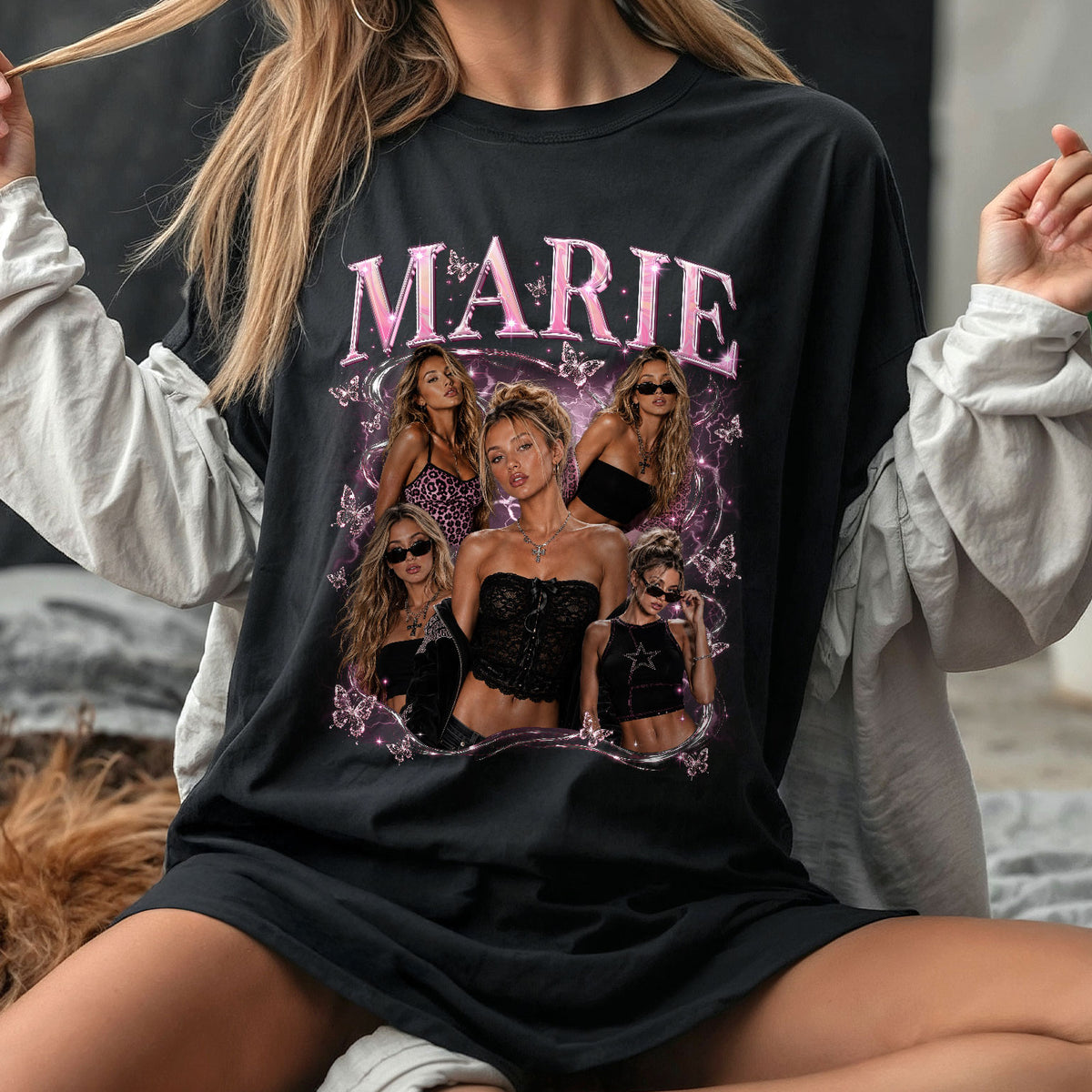 Custom Nostalgic Portrait Shirt Retro Streetwear Custom Name Graphic Tee Apparel Top
