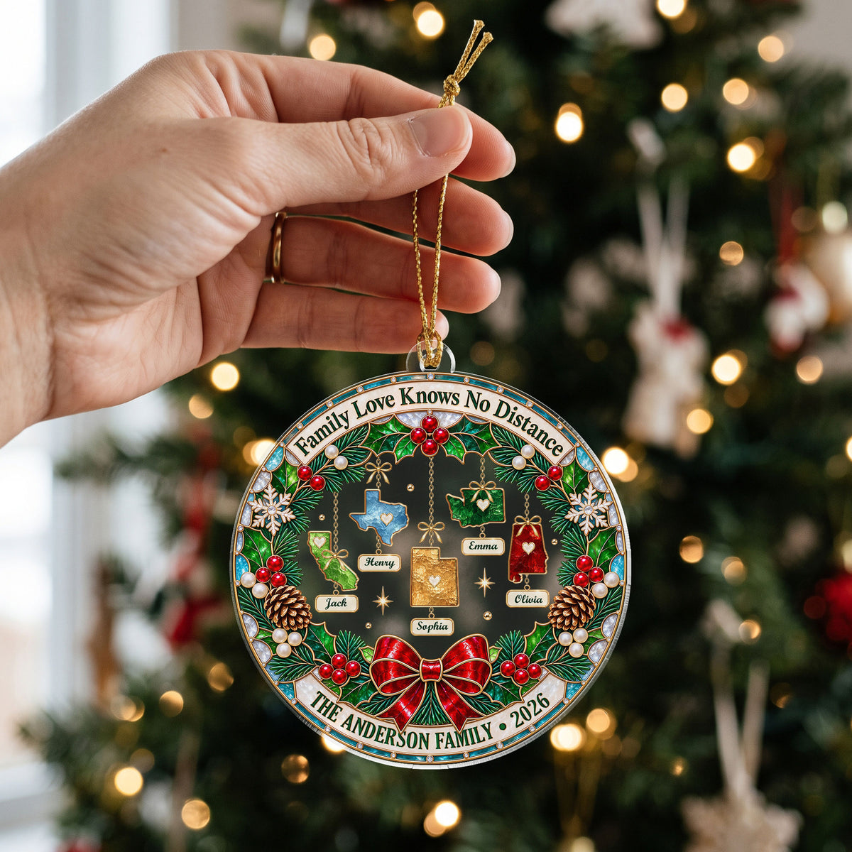 Personalized State to State Family Acrylic Ornament Christmas Tree Hanging Decoration